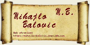 Mihajlo Balović vizit kartica